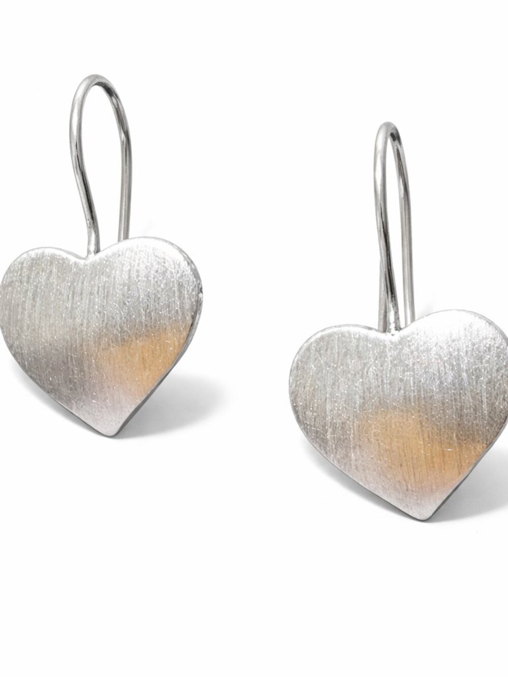 “Sterling Silver Matte Heart Drop Earrings” | Romantic